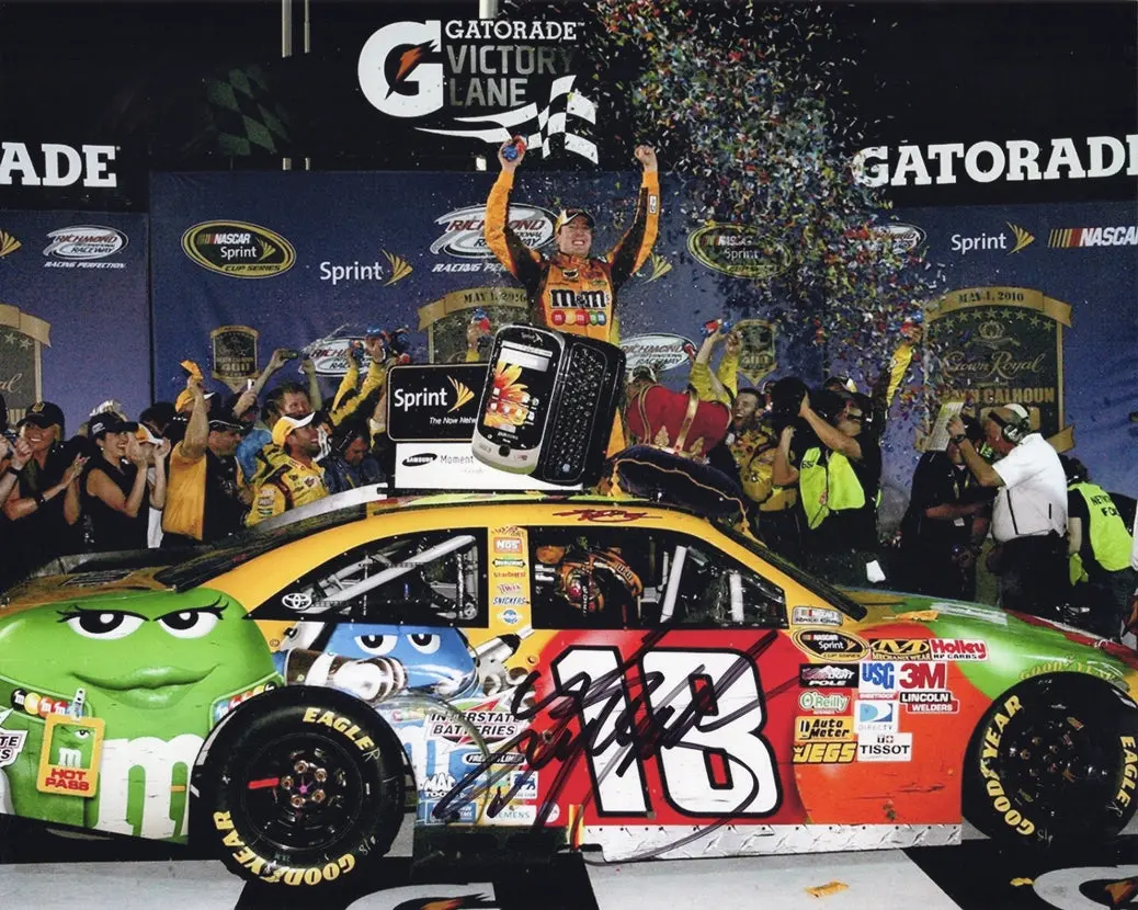 Autographed 2010 Kyle Busch #18 M&Ms Racing Richmond Race Win (Victory Lane Celebration) Signed 8X10 Inch Picture Nascar Glossy Photo With Coa 1