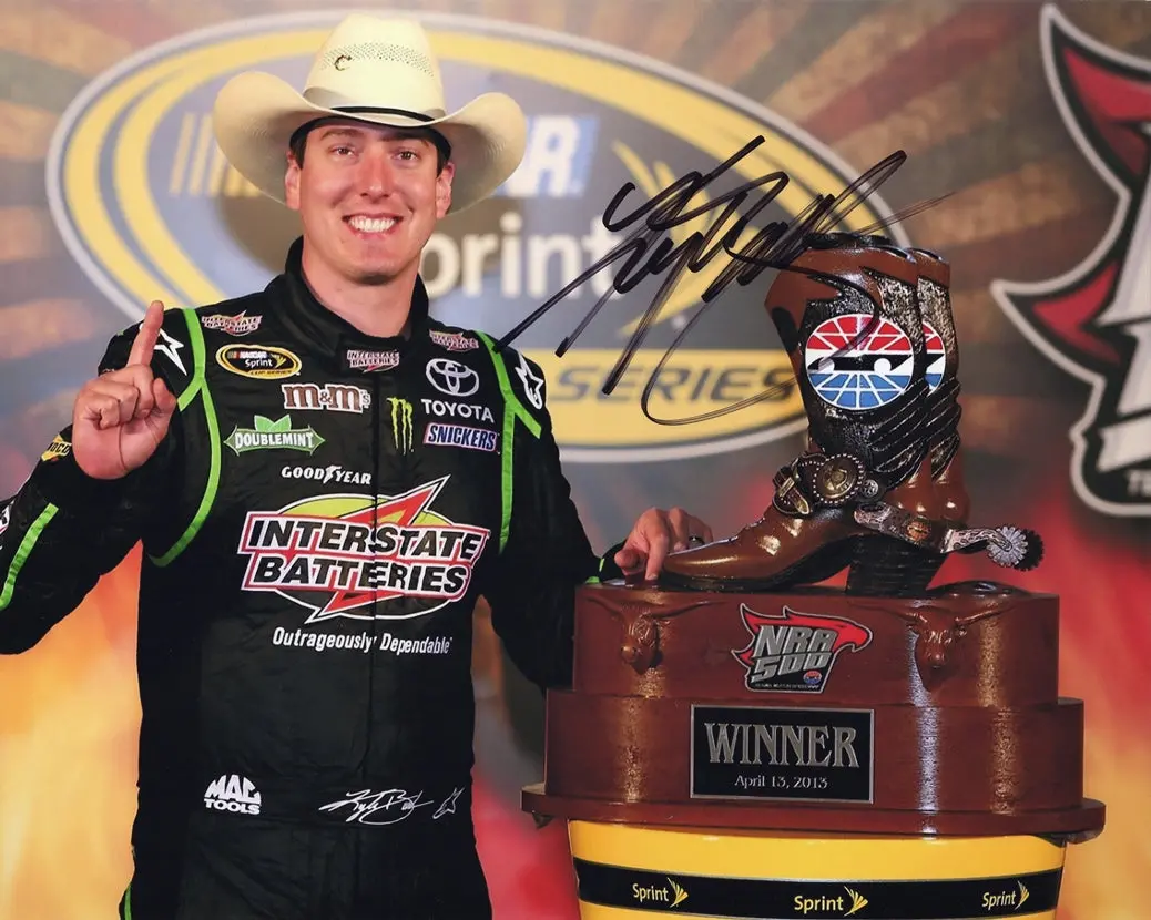 Autographed 2013 Kyle Busch #18 Interstate Batteries Nra 500 Texas Race Win (Victory Lane Trophy) Signed 8X10 Inch Picture Nascar Glossy Photo With Coa 1