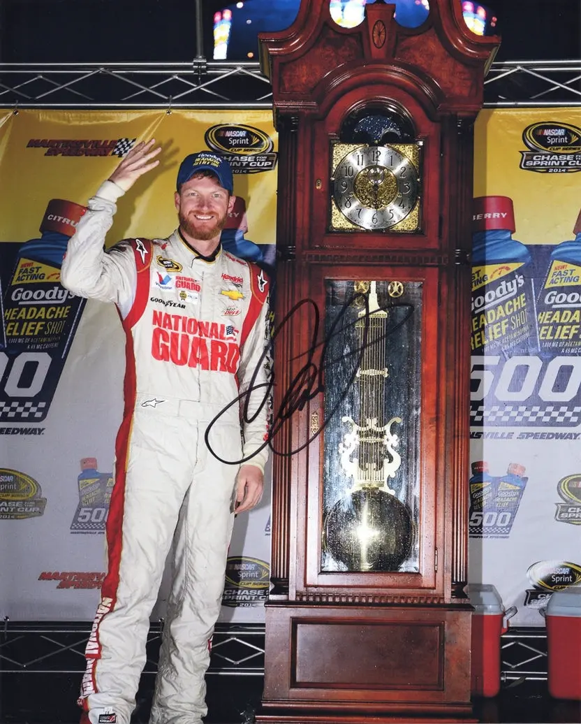 Autographed 2014 Dale Earnhardt Jr. #88 National Guard Martinsville Race Win (Grandfather Clock) Signed 8X10 Inch Picture Nascar Glossy Photo With Coa 1