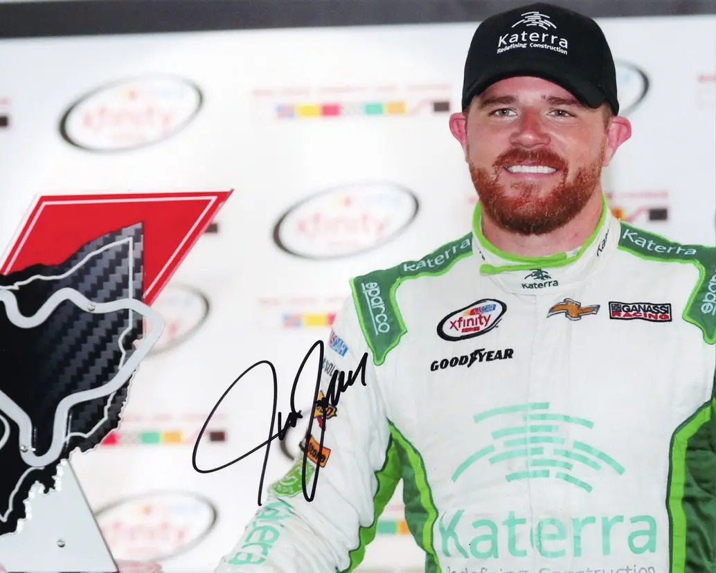 Autographed 2016 Justin Marks #42 Katerra Racing Mid-Ohio Race Win (Victory Lane) Xfinity Signed 8X10 Inch Nascar Photo With Coa 1