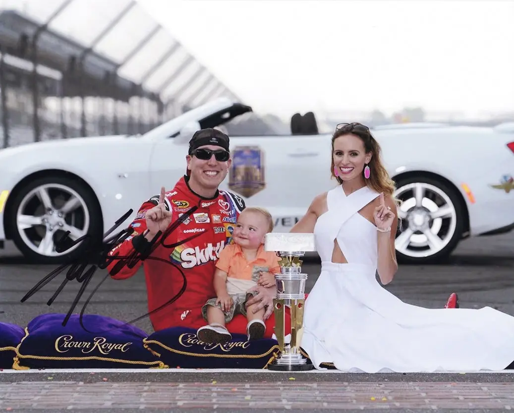 Autographed 2016 Kyle Busch #18 Skittles Racing Brickyard 400 Race Win (Kissing The Bricks) Signed 8X10 Inch Picture Nascar Glossy Photo With Coa 1