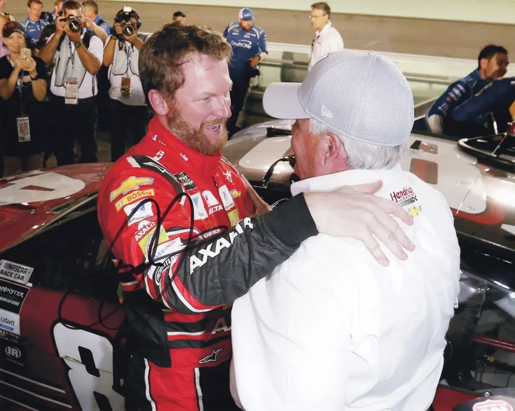 Autographed 2017 Dale Earnhardt Jr. #88 Axalta Homestead Final Race (Post-Race With Rick Hendrick) Signed 8X10 Inch Picture Nascar Glossy Photo With Coa 1