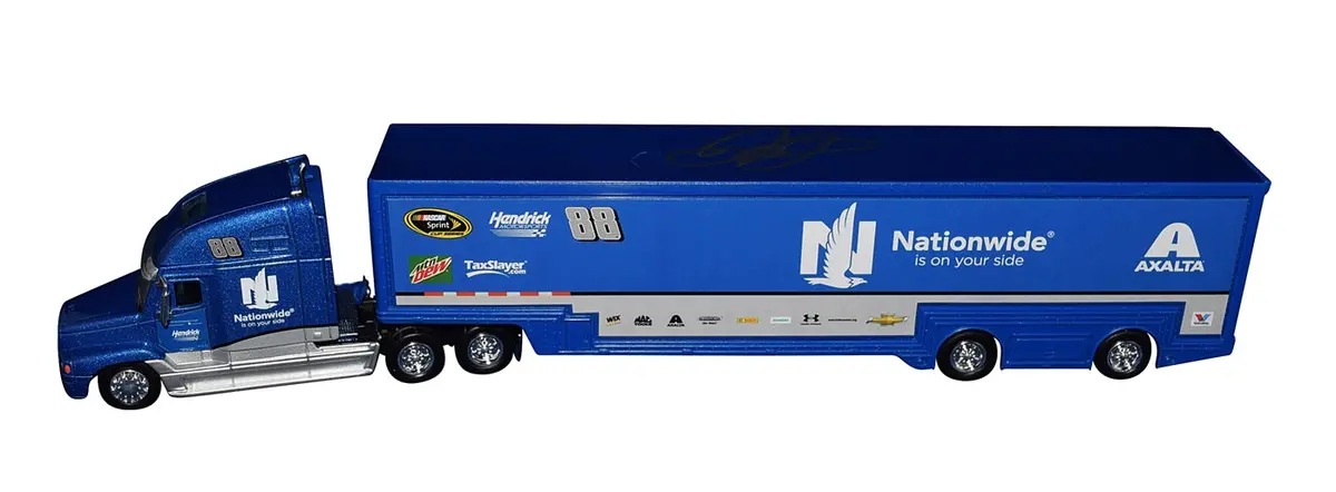 Autographed 2017 Dale Earnhardt Jr. #88 Nationwide Racing (Final Season) Signed Nascar Authentics 1/64 Scale Blue Hauler Transporter With Coa 2