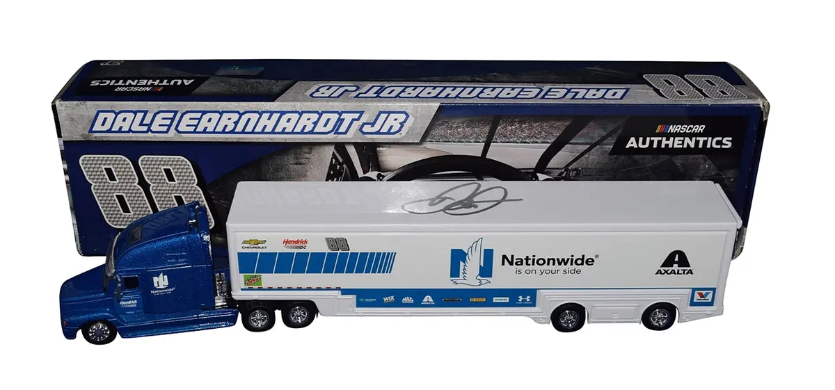 Autographed 2017 Dale Earnhardt Jr. #88 Nationwide Racing (Final Season) Signed Nascar Authentics 1/64 Scale White Hauler Transporter With Coa 1