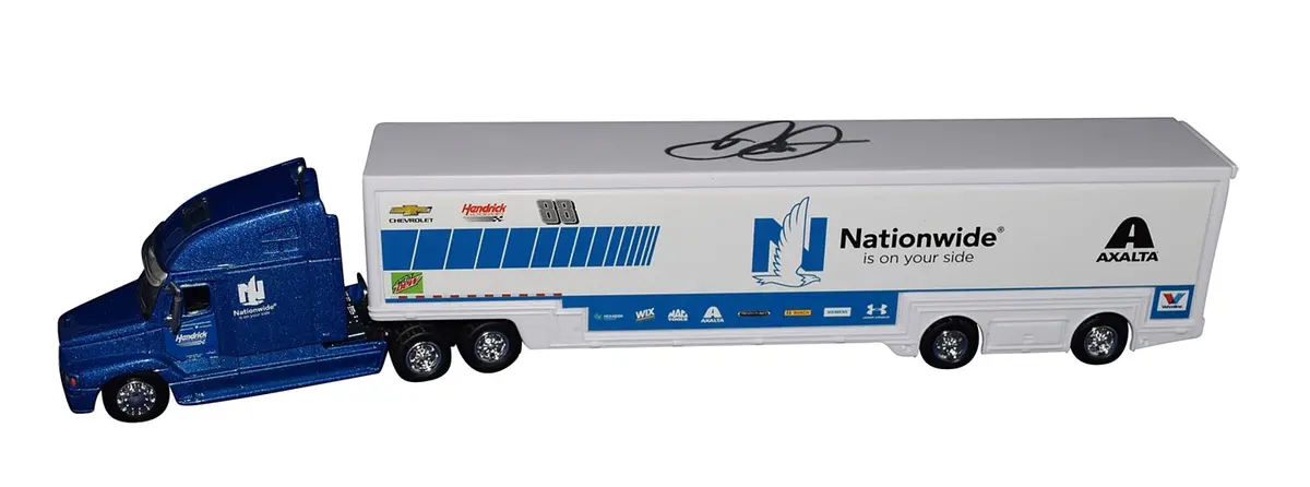 Autographed 2017 Dale Earnhardt Jr. #88 Nationwide Racing (Final Season) Signed Nascar Authentics 1/64 Scale White Hauler Transporter With Coa 2