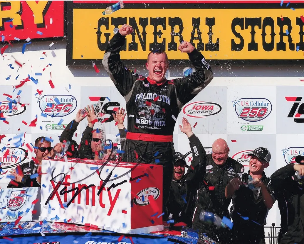 Autographed 2017 Ryan Preece #20 Xfinity Iowa Speedway Win (Victory Lane Confetti) Signed 8X10 Inch Picture Nascar Photo With Coa 1
