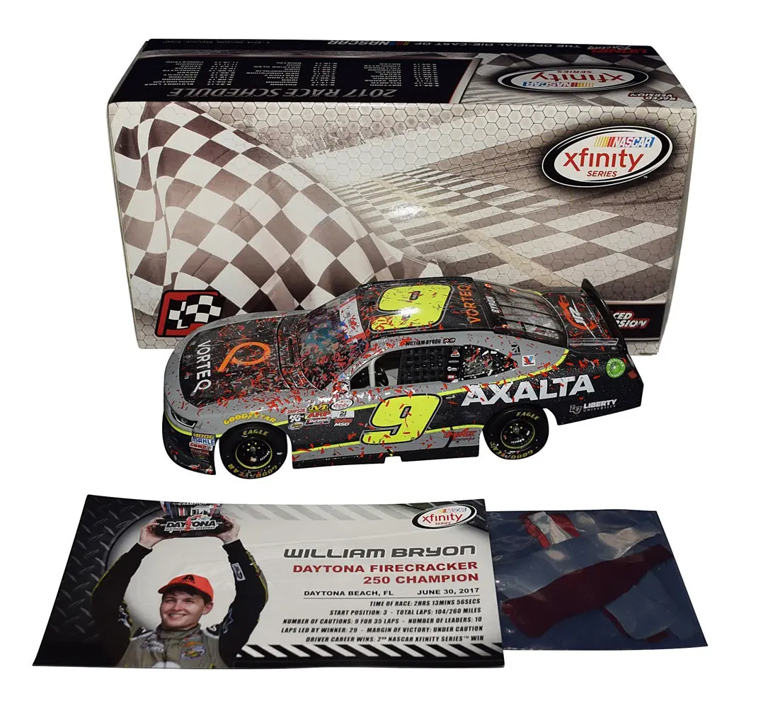Autographed 2017 William Byron #9 Axalta Racing Daytona Win (Raced Version) Xfinity Series Signed Lionel 1/24 Scale Nascar Diecast Car With Coa (#1222 Of Only 1,669 Produced) 1