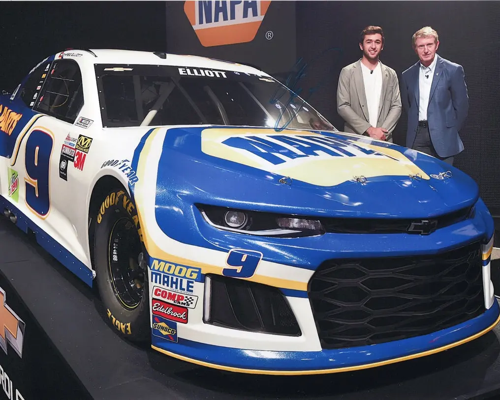 Autographed 2018 Chase Elliott #9 Napa Racing (Father & Son Media Day) Chevrolet Camaro Signed 8X10 Inch Picture Nascar Photo With Coa 1