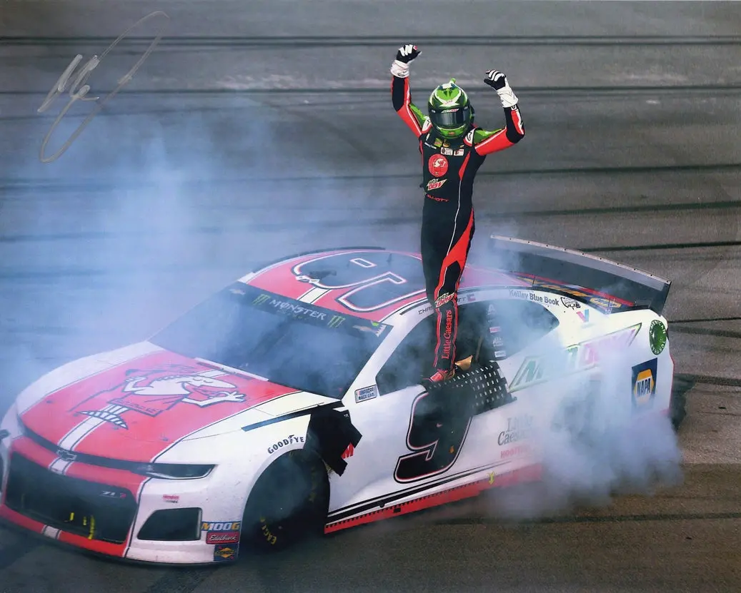 Autographed 2019 Chase Elliott #9 Little Ceasars Talladega Race Win (Victory Burnout) Signed 8X10 Inch Picture Nascar Glossy Photo With Coa 1