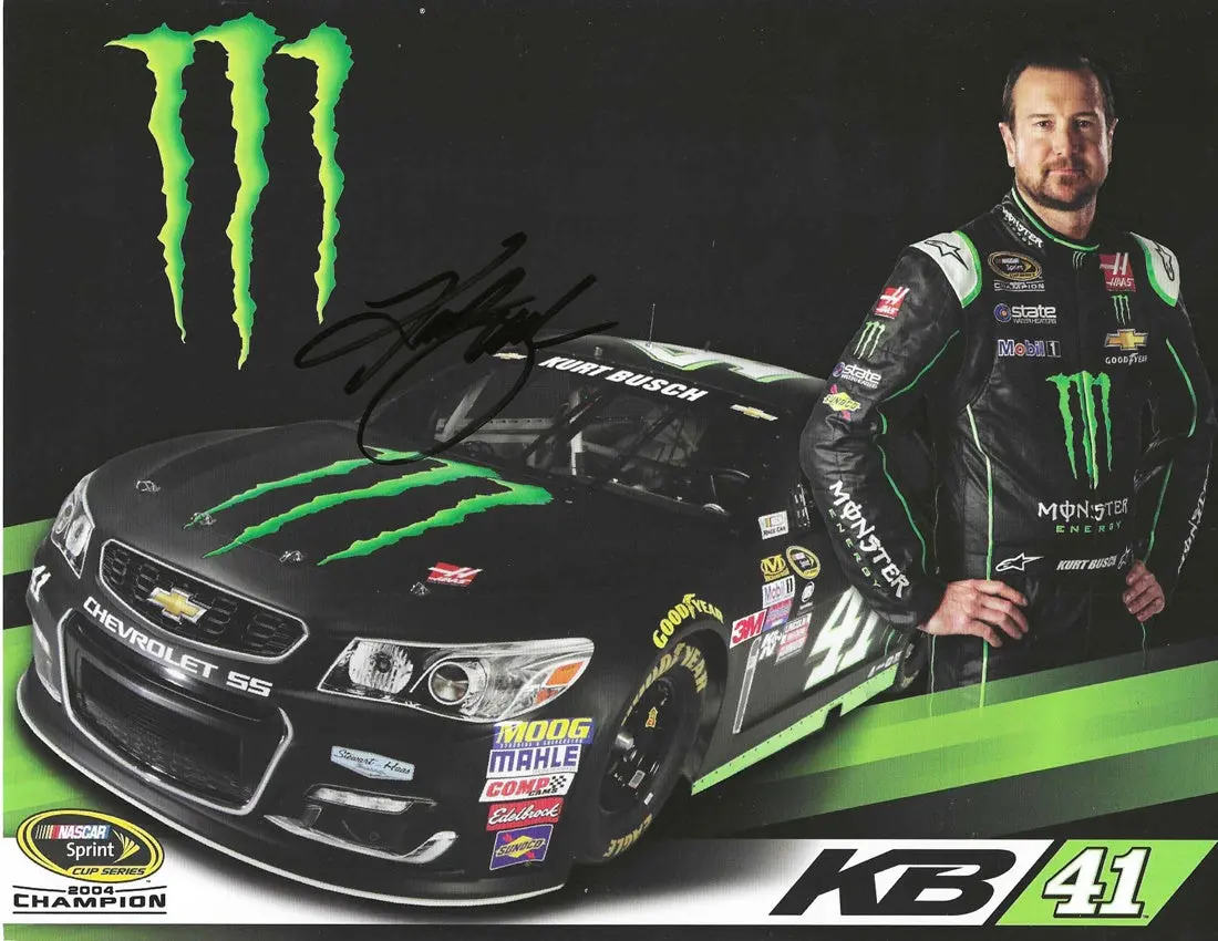 Autographed 2019 Kurt Busch #41 Monster Energy Official Hero Card (Stewart-Haas Racing) Signed Collectible Picture 9X11 Inch Nascar Photo With Coa 1