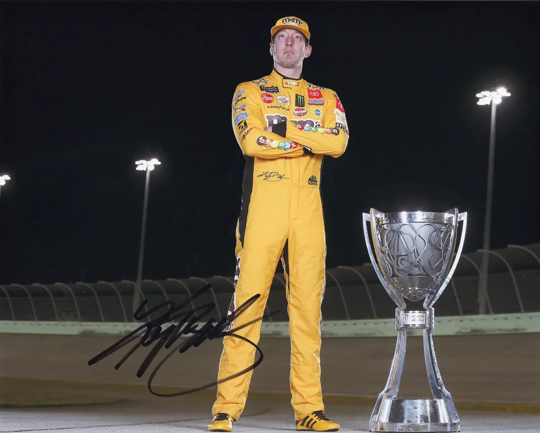 Autographed 2019 Kyle Busch #18 M&Ms Racing Monster Cup Series Champion (Championship Trophy) Signed 8X10 Inch Picture Nascar Glossy Photo With Coa 1