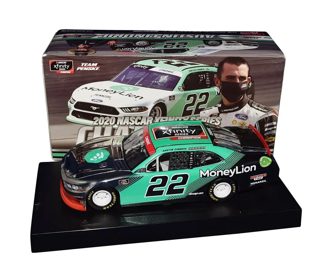 Autographed 2020 Austin Cindric #22 Money Lion Racing Xfinity Series Champion (Team Penske) Rare Color Chrome Signed Collectible Lionel 1/24 Scale Nascar Diecast Car With Coa (#11 Of Only 96 Produced) 1