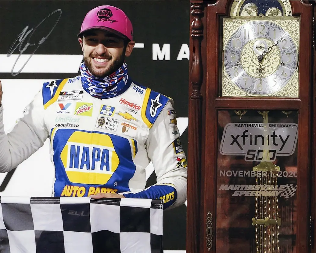 Autographed 2020 Chase Elliott #9 Napa Racing Martinsville Race Win (Grandfather Clock Victory Lane) Signed 8X10 Inch Picture Nascar Glossy Photo With Coa 1