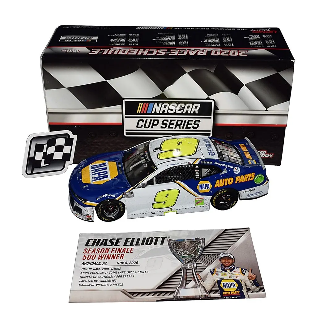 Autographed 2020 Chase Elliott #9 Napa Racing Phoenix Win (Raced Version) Championship Victory Signed Lionel 1/24 Scale Nascar Diecast Car With Coa (#3077 Of Only 4,620 Produced) 1