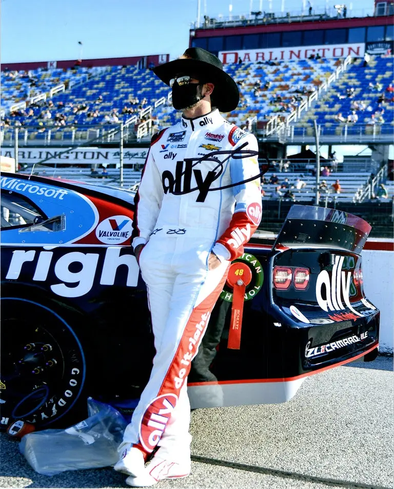 Autographed 2020 Jimmie Johnson #48 Ally Darlington Final Race (Dale Earnhardt Tribute) 7X Champion Signed 8X10 Inch Picture Nascar Glossy Photo With Coa 1