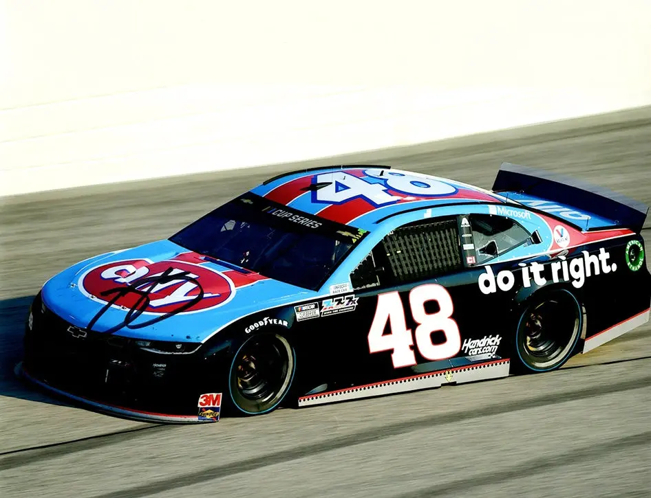 Autographed 2020 Jimmie Johnson #48 Ally Racing Darlington Final Race (Earnhardt Tribute) 7X Champ Signed Picture 8X10 Inch Nascar Glossy Photo With Coa 1