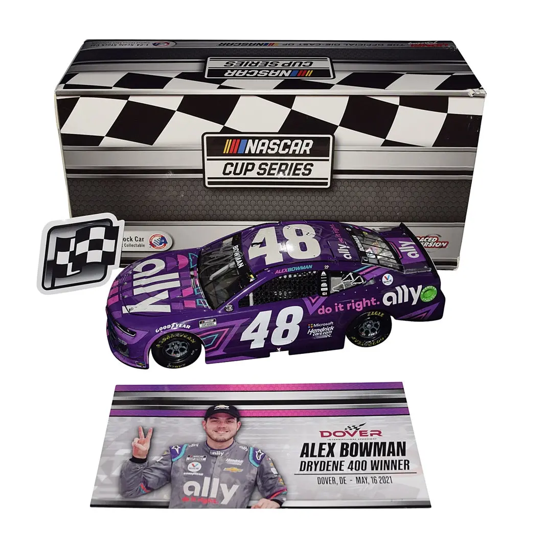 Autographed 2021 Alex Bowman #48 Ally Racing Dover Race Win (Raced Version) Hendrick Motorsports Signed 1/24 Scale Nascar Diecast Car With Coa (#645 Of Only 792 Produced) 1