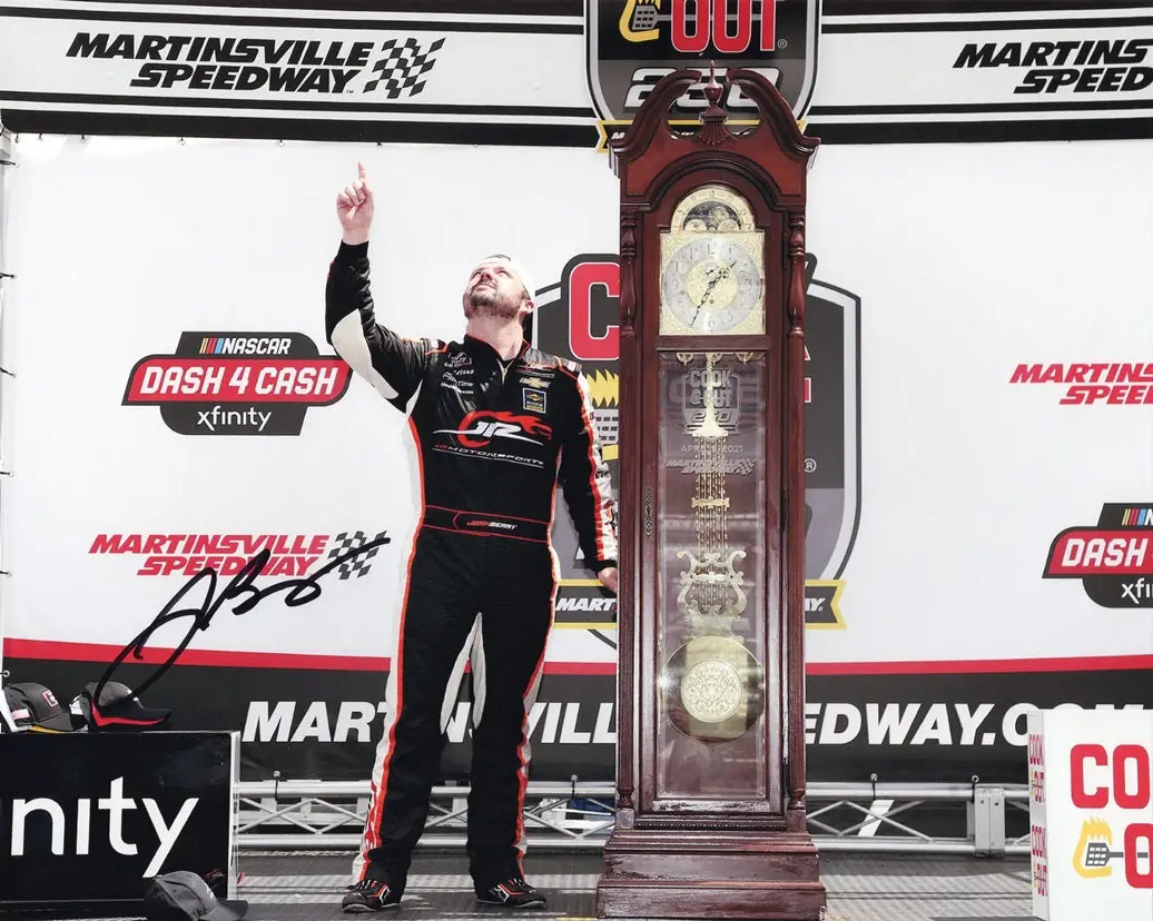 Autographed 2021 Josh Berry #8 Martinsville Win (Grandfather Clock) Xfinity Series Signed 8X10 Inch Picture Nascar Photo With Coa 1