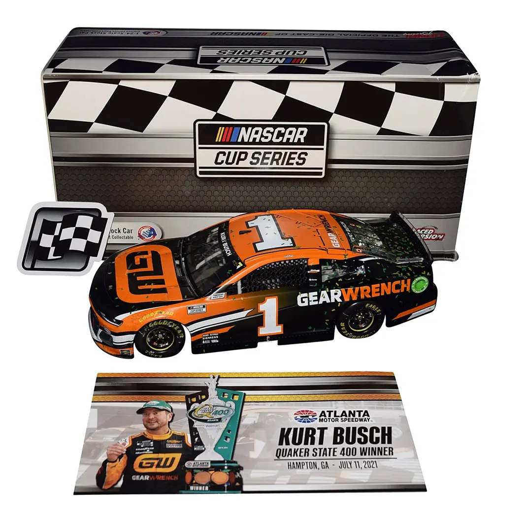 Autographed 2021 Kurt Busch #1 Gearwrench Racing Atlanta Win (Quaker State 400 Winner) Raced Version Signed Lionel 1/24 Scale Nascar Diecast Car With Coa 1