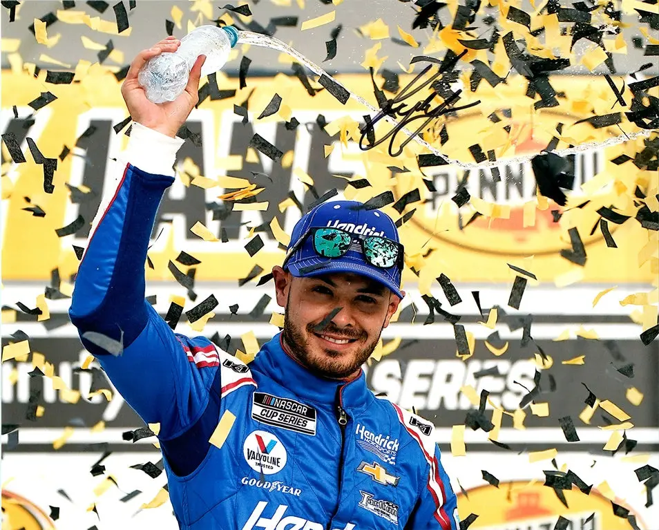 Autographed 2021 Kyle Larson #5 Hendrick Cars Racing Las Vegas Race Win (Victory Lane Celebration) Signed 8X10 Inch Picture Nascar Glossy Photo With Coa 1
