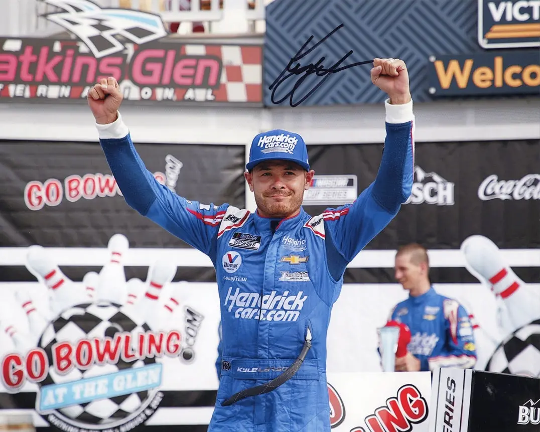 Autographed 2021 Kyle Larson #5 Hendrick Motorsports Watkins Glen Race Win (Victory Lane Celebration) Signed 8X10 Inch Picture Nascar Glossy Photo With Coa 1
