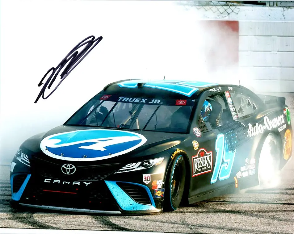 Autographed 2021 Martin Truex Jr. #19 Auto-Owners Darlington Race Win (Victory Burnout) Signed 8X10 Inch Picture Nascar Glossy Photo With Coa 1