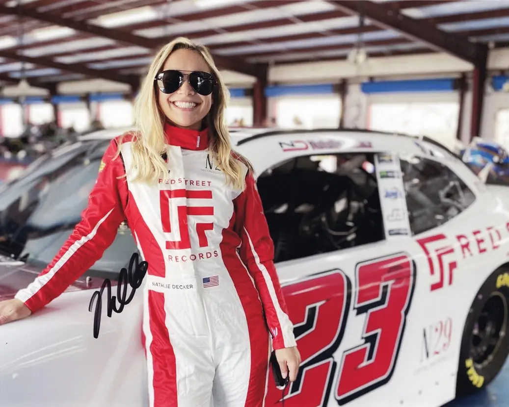 Autographed 2021 Natalie Decker #23 Red Street Records Team (Xfinity Series) Garage Area Signed 8X10 Inch Picture Nascar Glossy Photo With Coa 1
