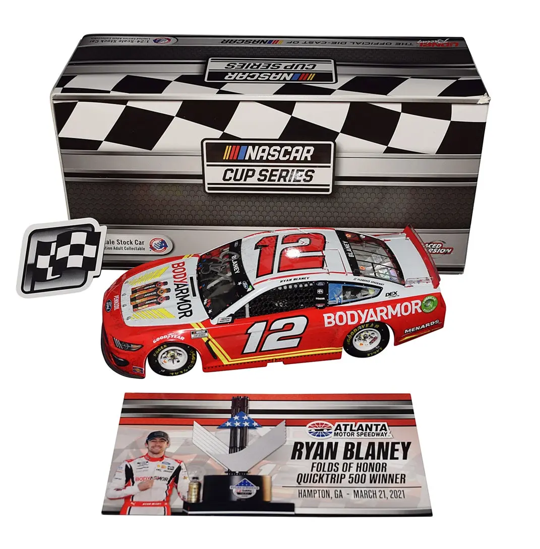 Autographed 2021 Ryan Blaney #12 Bodyarmor Racing Atlanta Race Win (Raced Version) Team Penske Signed Lionel 1/24 Scale Nascar Diecast Car With Coa 1