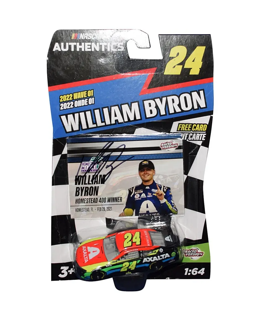 Autographed 2021 William Byron #24 Axalta Racing Homestead Miami Win (Raced Version) 2022 Wave 01 Rare Signed Nascar Authentics 1/64 Scale Diecast Car With Coa 1