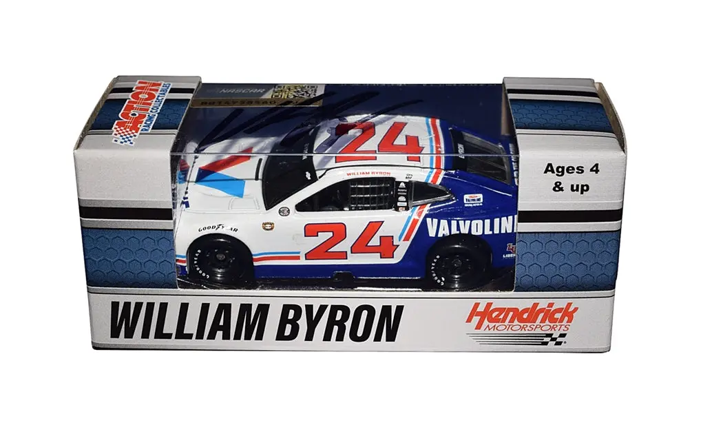 Autographed 2021 William Byron #24 Valvoline Racing Darlington Throwback Weekend Signed Action 1/64 Scale Nascar Diecast Car With Coa 1
