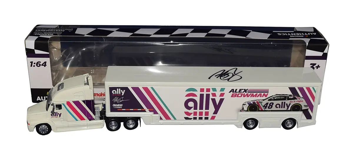 Autographed 2022 Alex Bowman #88 Ally Racing (Hendrick Motorsports) Nascar Authentics 1/64 Scale Transporter Hauler With Coa 1