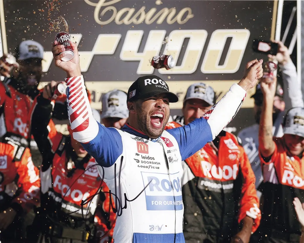 Autographed 2022 Bubba Wallace #23 Root Insurance Kansas Race Win (Victory Lane Celebration) 23Xi Racing Signed 8X10 Inch Picture Nascar Glossy Photo With Coa 1