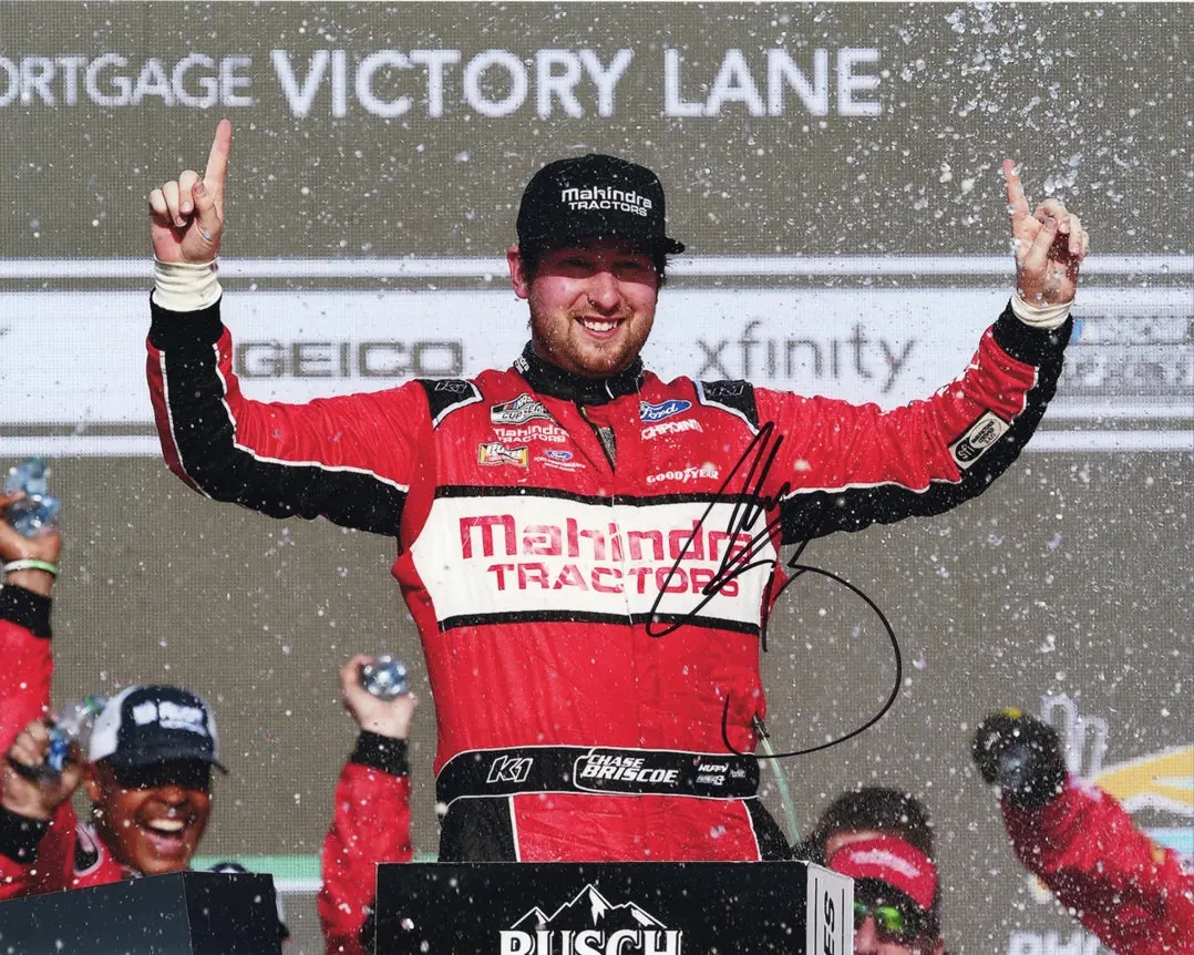 Autographed 2022 Chase Briscoe #14 Mahindra Tractors Phoenix Race Win (1St Career Win) Victory Lane Celebration Signed 8X10 Inch Picture Nascar Glossy Photo With Coa 1