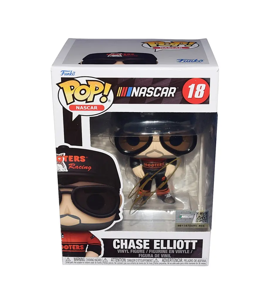 Autographed 2022 Chase Elliott #9 Hooters Night Owl Racing Nascar Funko Pop #18 (Hendrick Motorsports) Gold Signed Collectible Official Figure / Figurine With Coa 1