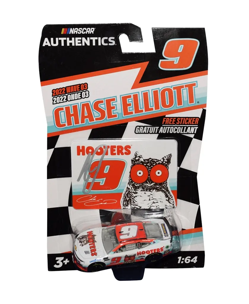 Autographed 2022 Chase Elliott #9 Hooters Racing (Hendrick Motorsports) Nascar Authentics Wave 03 Signed Collectible 1/64 Scale Nascar Diecast Car With Coa 1