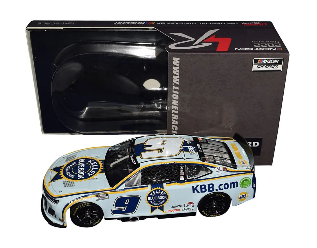Autographed 2022 Chase Elliott #9 Kelley Blue Book (Bristol Dirt Race Car) Next Gen Signed Lionel 1/24 Scale Nascar Diecast Car With Coa (#649 Of Only 684 Produced) 1