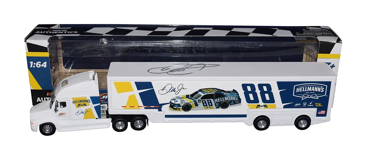 Autographed 2022 Dale Earnhardt Jr. #88 Hellmann's Racing (Jr Motorsports) Xfinity Series Nascar Authentics Collectible 1/64 Scale Hauler Transporter With Coa 1