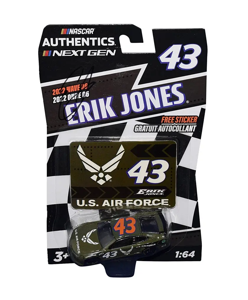 Autographed 2022 Erik Jones #43 U.S. Air Force (Next Gen Camaro) Wave 06 Signed Nascar Authentics 1/64 Scale Diecast Car With Coa 1