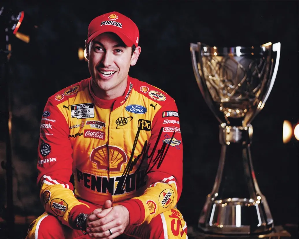 Autographed 2022 Joey Logano #22 Pennzoil Racing Nascar Champion (Trophy Media Day) Signed 8X10 Inch Picture Nascar Photo With Coa 1