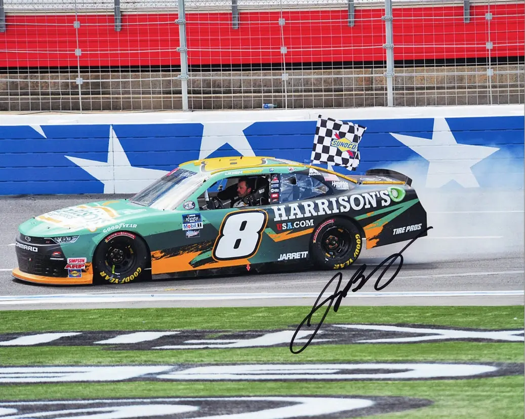 Autographed 2022 Josh Berry #8 Harrison's Racing Las Vegas Win (Burnout) Xfinity Series Signed 8X10 Inch Picture Nascar Photo With Coa 1