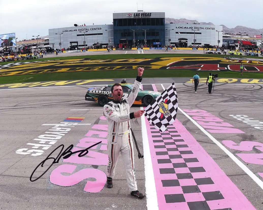 Autographed 2022 Josh Berry #8 Harrison's Las Vegas Win (Checkered Flag) Xfinity Series Signed 8X10 Inch Picture Nascar Photo With Coa 1