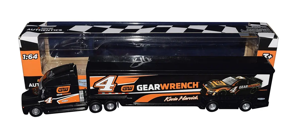 Autographed 2022 Kevin Harvick #4 Gear Wrench Team (Stewart-Haas Racing) Nascar Authentics Collectible 1/64 Scale Transporter Hauler With Coa 1