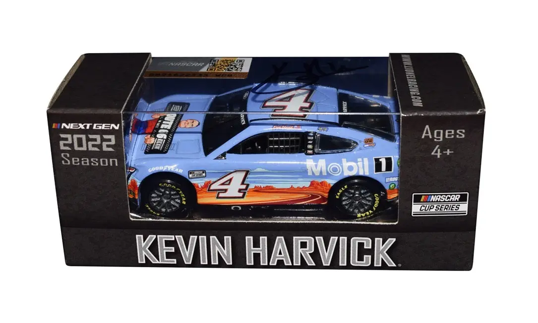 Autographed 2022 Kevin Harvick #4 Mobil 1 Racing Route 66 Car Signed Lionel Action 1/64 Scale Nascar Diecast Car With Coa 1
