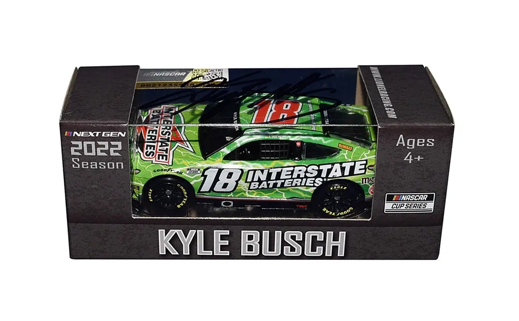 Autographed 2022 Kyle Busch #18 Interstate Batteries (Next Gen Car) Joe Gibbs Racing Final Season Signed Action 1/64 Scale Nascar Diecast Car With Coa 1