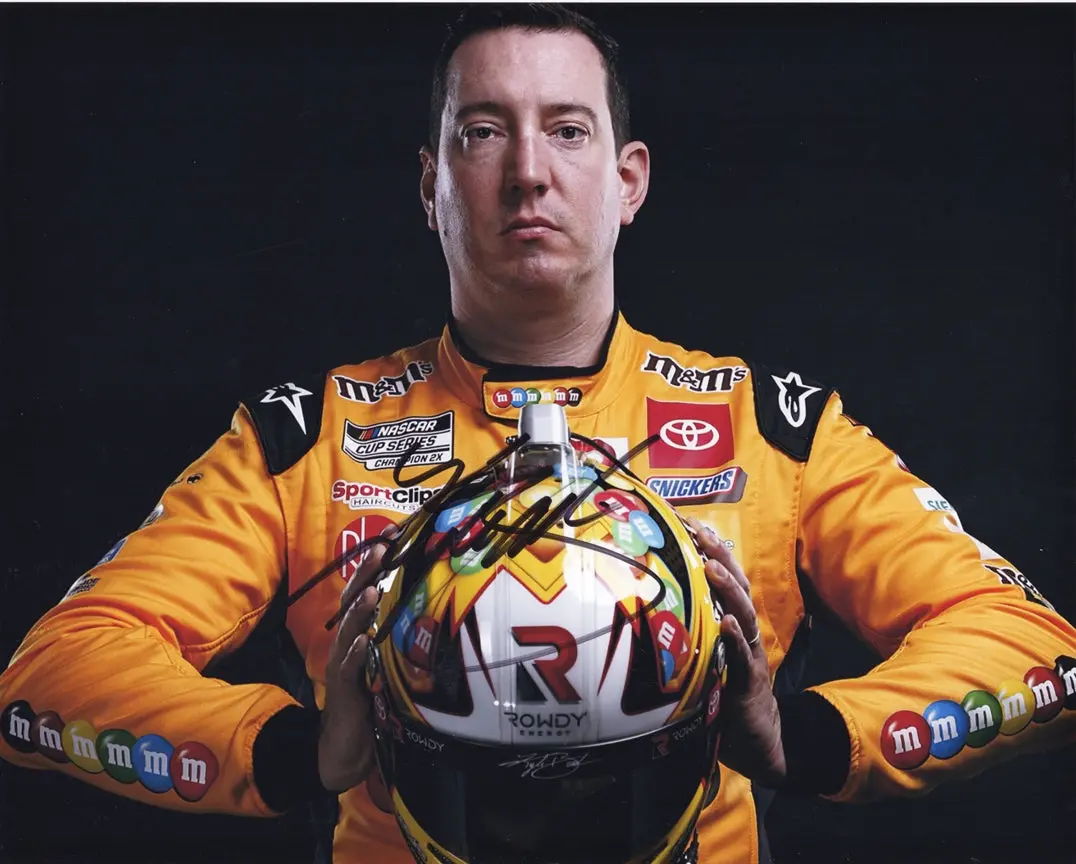Autographed 2022 Kyle Busch #18 M&Ms Toyota Driver Nascar Media Day (Joe Gibbs Racing) Signed 8X10 Inch Picture Nascar Glossy Photo With Coa 1