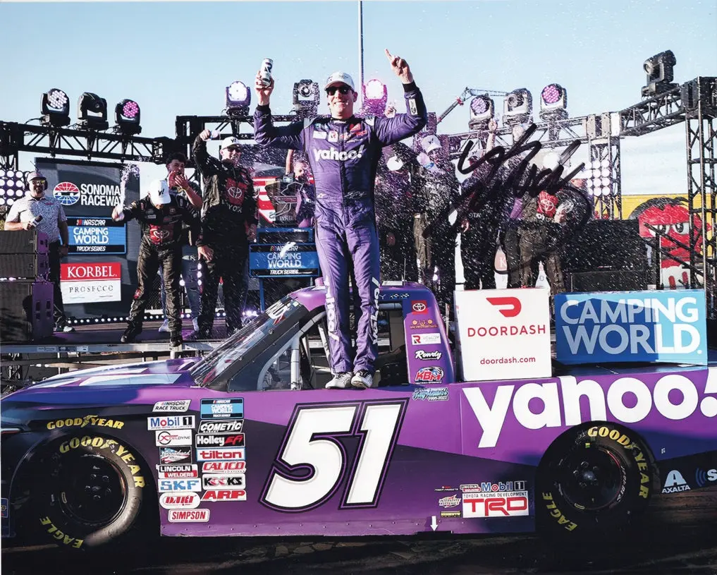 Autographed 2022 Kyle Busch #51 Yahoo Racing Sonoma Truck Win (Victory Lane) Signed 8X10 Inch Picture Nascar Photo With Coa 1