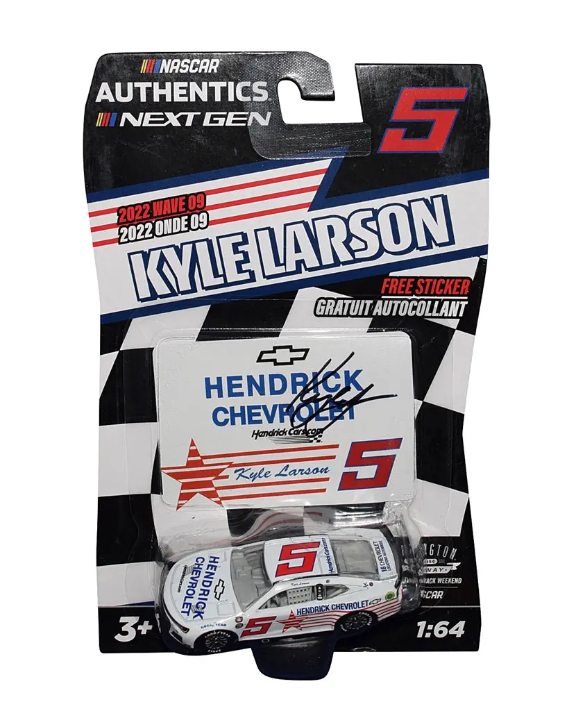 Autographed 2022 Kyle Larson #5 Hendrick Chevrolet Darlington Throwback (Next Gen Camaro) Wave 9 Signed Collectible 1/64 Scale Nascar Diecast Car With Coa 1