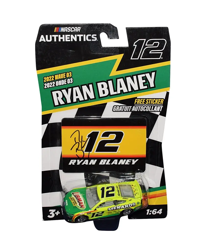 Autographed 2022 Ryan Blaney #12 Menards / Liberman Racing (Team Penske) Nascar Authentics Wave 03 Signed 1/64 Scale Diecast Car With Coa 1