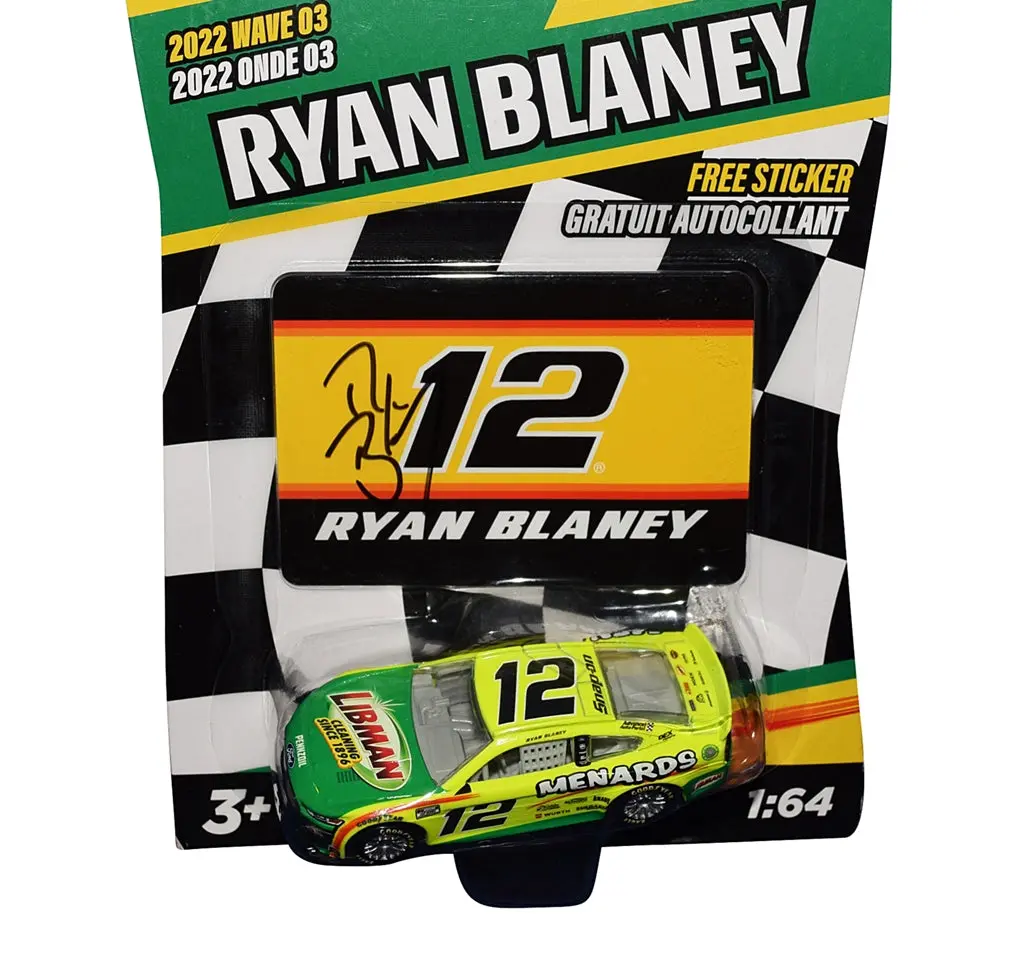 Autographed 2022 Ryan Blaney #12 Menards / Liberman Racing (Team Penske) Nascar Authentics Wave 03 Signed 1/64 Scale Diecast Car With Coa 2