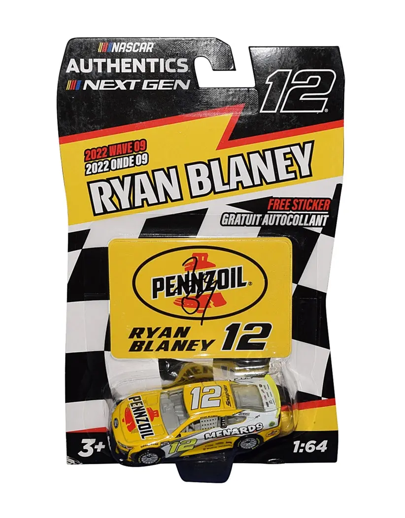 Autographed 2022 Ryan Blaney #12 Pennzoil Racing (Next Gen Mustang) Team Penske Signed Wave 9 Nascar Authentics Collectible 1/64 Scale Diecast Car With Coa 1